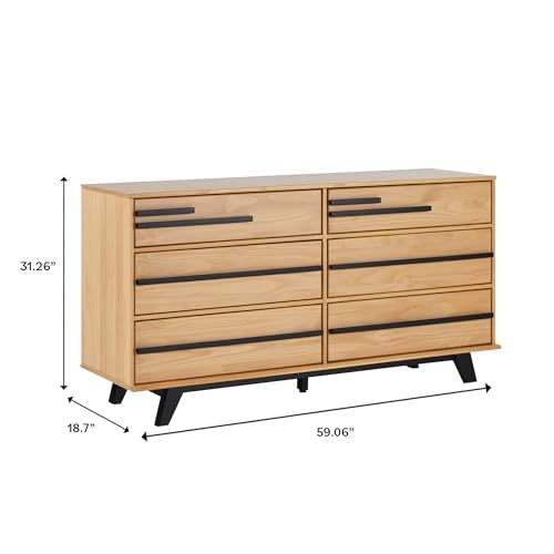 WALKER EDISON MALHIA CONTEMPORARY MINIMALIST SOLID WOOD DRESSER - NATURAL PINE - Like New