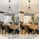LASENCHOO CHANDELIER FOR DINING ROOM, 8-LIGHT HANGING FIXTURE - BLACK - Like New