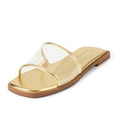 C2411017H6IK THE DROP WOMEN'S OSLO ONE BAND SANDAL GOLD CLEAR SIZE 7.5 CREAM - Like New
