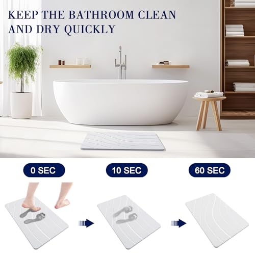 KOOTETA STONE BATH MAT DIATOMACEOUS EARTH SHOWER MAT NON-SLIP SBM-BL-W - WHITE - Like New