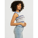 JESSICA SIMPSON KIARI COTTON SWEATER TANK TOP - SIZE: WOMEN L - BLUE COMBO - Brand New