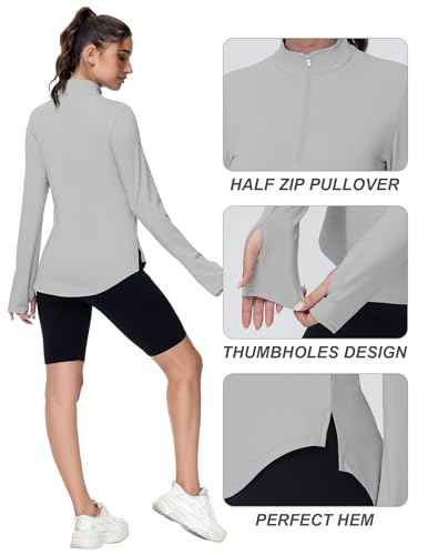 GGVO Women's Golf Polo Long Sleeve V Neck Sun Protection M Gray - Like New