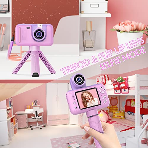 Upgraded Real 1080P Kids Camera with Flip-up Lens for Selfie & Video - Like New