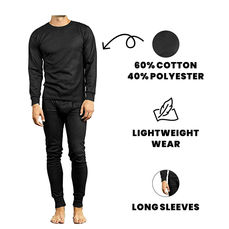 GALAXY BY HARVIC 2-PIECE LIGHTWEIGHT THERMAL SET - SIZE: MEN M - BLACK - Brand New