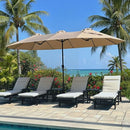 PHI VILLA 15FT LARGE PATIO UMBRELLAS WITH BASE INCLUDED OUTDOOR - BEIGE - Brand New