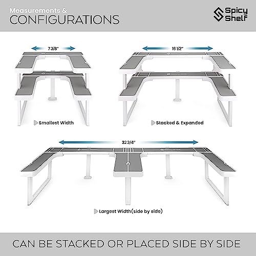 SPICY SHELF PATENTED SPICE RACK AND STACKABLE ORGANIZER , ADJUSTABLE - WHITE - Like New