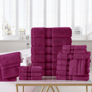 SPIRIT LINEN 18PC COTTON BATH TOWELS SET 4241RAS3PK - RASPBERRY - Brand New