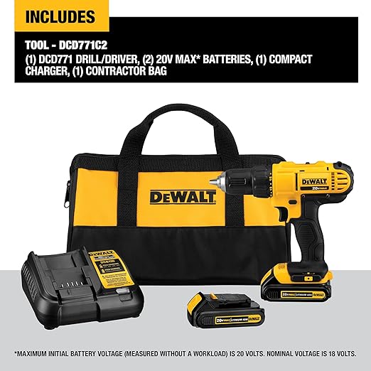 DEWALT 20V Max Cordless Drill / Driver Kit Compact 1/2" - Scratch & Dent