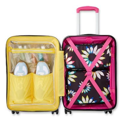 SARAH JESSICA PARKER HARDSIDE CARRY ON SPINNER SUITCASE - WHITE SHOE WHEEL - Like New