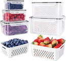 Fresher 5 PCS Large Fruit Containers for Fridge- Leakproof - Transparent/Black - Like New