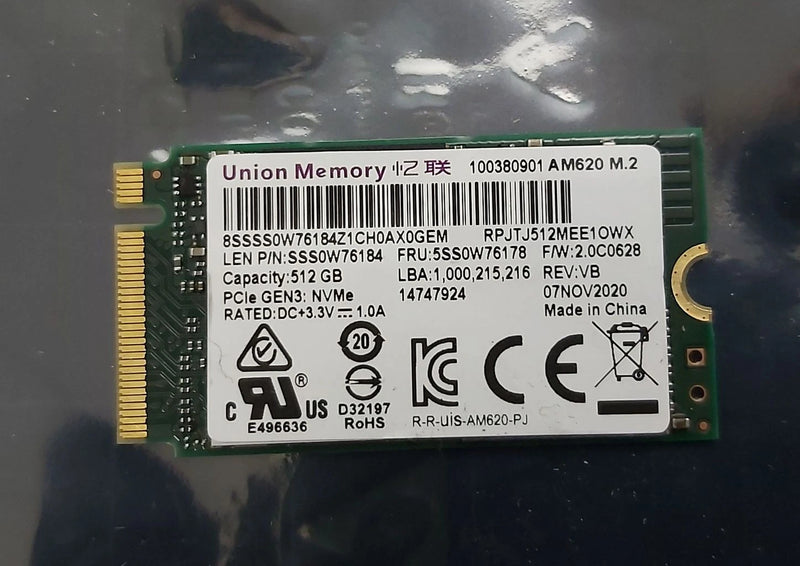 UNION MEMORY AM620 512GB NVME M.2 2242 SSD PCIE 3.0 - GREEN - Like New