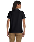 Devon & Jones Ladies Pima Piqué Short-Sleeve Tipped Polo, Medium, BLACK/WHITE - Like New