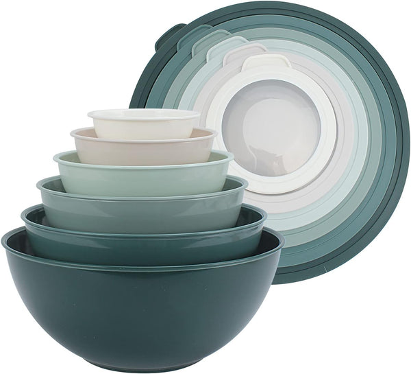 COOK WITH COLOR Nesting Mixing Bowls 12 Piece Plastic Bowl Set - Green Like New