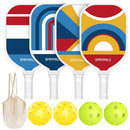 SPRYPALS PICKLEBALL PADDLES 4 SET WITH 4 BALLS ERGONOMIC GRIP - RED/BLUE - Like New