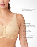 WACOAL WOMEN'S FULL SUPPORT UNDERWIRE SPORT BRA WOMEN 40D BLACK - Like New