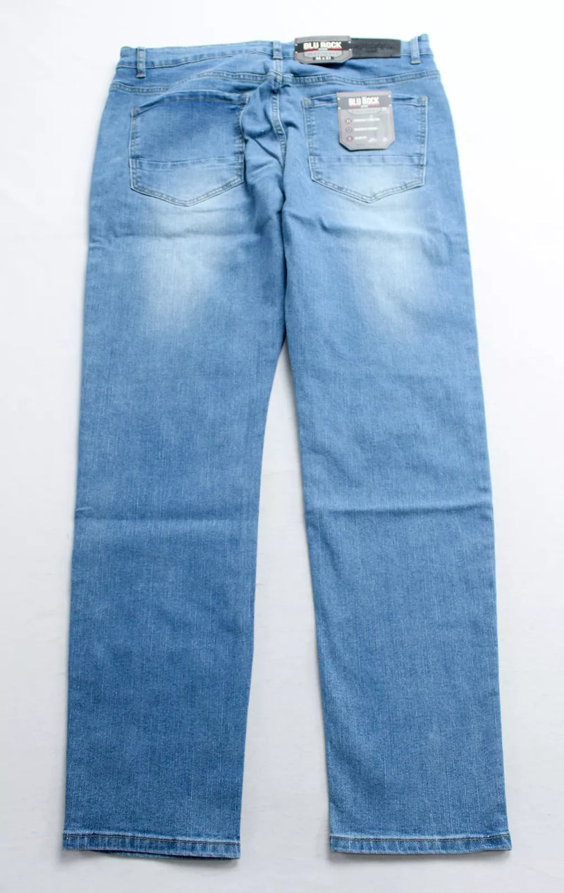 BLU ROCK MEN'S FLEX STRETCH SLIM FIT STRAIGHT JEANS - MEN 34X31 - LIGHT BLUE - Brand New