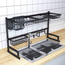 AURAMOR OVER SINK DISH DRYING RACK, 7 INTERCHANGEABLE RACKS AND CADDIES - BLACK - Like New