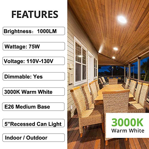 VINACO PAR30 FLOOD LIGHT 75W 6 PACK HIGH BRIGHTNESS 1000LM - WARM WHITE - Like New
