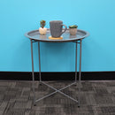 HOME BASICS FOLDABLE ROUND MULTI-PURPOSE SIDE ACCENT METAL TABLE - SILVER - Brand New