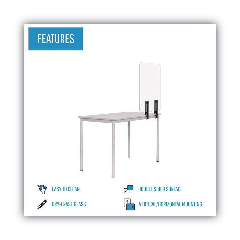 MASTERVISION PROTECTOR SERIES FRAMELESS GLASS DESKTOP DIVIDER 55.1 X 0.16 X 35.4 - Brand New