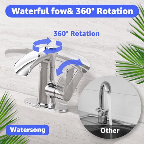 WATERSONG WATERFALL BATHROOM FAUCET 1or3 HOLES RV VESSEL BASIN FAUCET - Chrome Like New