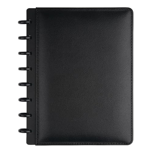 TUL CUSTOM NOTE-TAKING SYSTEM DISCBOUND JUNIOR SIZE LEATHER COVER - BLACK - Brand New