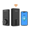 PHILIPS SMART WI-FI DOOR LOCK PUSH BUTTON LIGHTED KEYPAD PIN CODE - MATTE BLACK - Like New