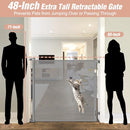 48" Tall Cat Gate Doorway Extends 55" Wide Retractable Dog - Gray Like New