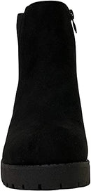 REFRESH Club-01 Women's Slip On Chunky Heel Ankle - Black Suede - 6 - Brand New