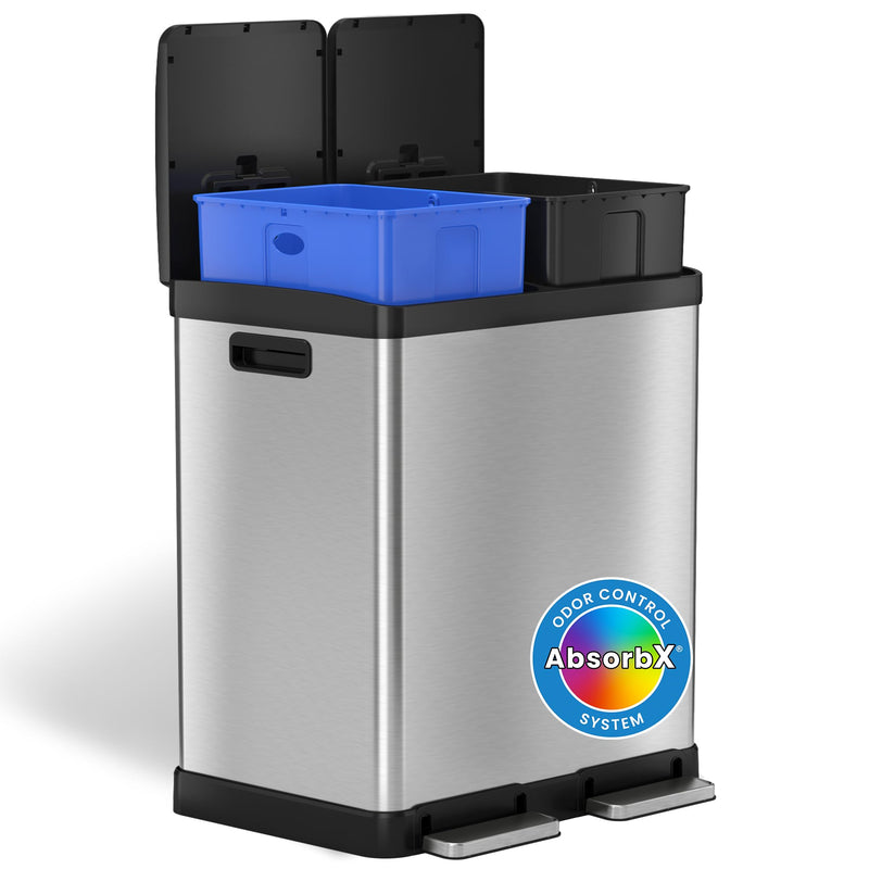 ITOUCHLESS SOFTSTEP 60 LITER/16 GALLON STEP TRASH CAN & RECYCLE - Scratch & Dent