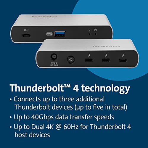 KENSINGTON SD2600T THUNDERBOLT 4 HUB, DUAL 4K, 65W PD - MAC/WINDOWS - Like New