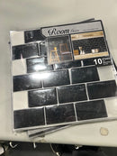 ROOM DECOR 10 SHEET PEEL AND STICK BLACK BACK TILE STICKERS 12" BY 12" - BLACK - Like New