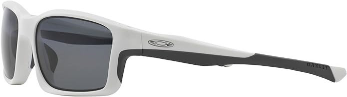 Oakley Men's OO9247 Chainlink Rectangular Sunglasses Grey Polarized/Matte White - Like New