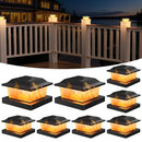 FLYINGOD SOLAR POST CAP LIGHTS, BLACK, 4X4/5X5, 8-PACK - BLACK - Like New