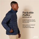 AMAZON ESSENTIALS MENS LIGHTWEIGHT PACKABLE PUFFER JACKET - COLLEGIATE NAVY 5XL - Brand New