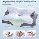 Memory Foam Cervical Neck Pillow For Support And Pain Relief - WHITE/GRAY - Like New