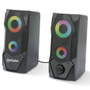MANHATTAN USB POWERED RBG GAMING SPEAKERS STEREO SPEAKERS 168359 - BLACK - Like New