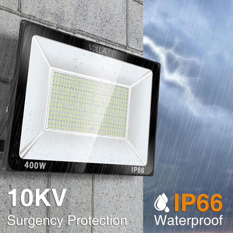 SOLLA 400W LED Flood Light, IP66 Waterproof, 32000lm, 2140W - Daylight White - Like New