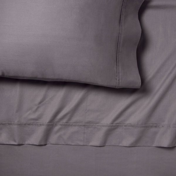 THRESHOLD SOLID PERFORMANCE 400 THREAD COUNT SHEET CALIFORNIA KING - DARK GRAY - Like New