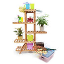 Saim 5-Tier Wooden Plant Stand Shelf Flower Pot Rack Holder - Brown - Brand New