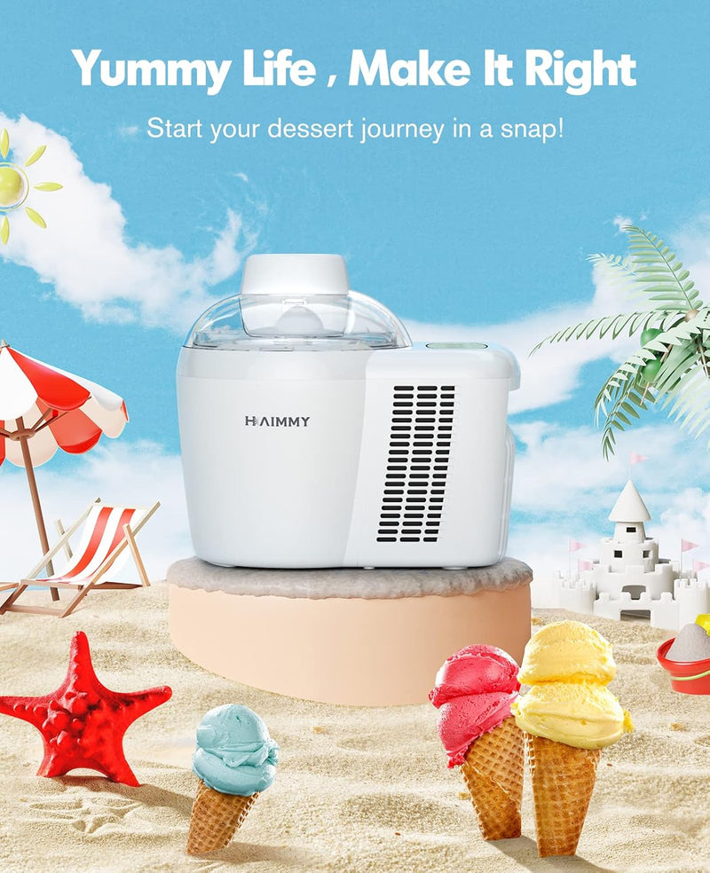 HAIMMY ICM-700A Ice Cream Maker Machine, 700ml Automatic No Pre-Freezing - White Like New