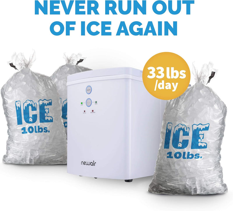 NewAir Portable Ice Maker | 2 Ice Size Bullets 33lb Daily NIM033WH00 - White Like New