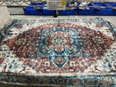 KATHY IRELAND HOME FLANNEL PRINTED AREA RUG 8FT BY 10FT - BLUE/WHITE/RED - Like New