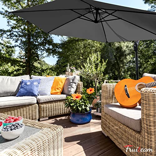 FRUITEAM 10FT PATIO OFFSET CANTILEVER UMBRELLA CRANK - GRAY - Like New