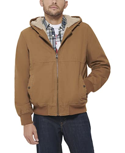 LEVI'S MEN'S WORKWEAR COTTON CANVAS HOODED BOMBER BROWN REGULAR & TALL - XL - Brand New