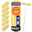 SWIFFER DUSTER KIT 6 FT SUPER EXTENDABLE HANDLE HEAVY DUTY 8 REFILLS - YELLOW - Like New