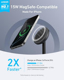 Anker MagSafe Charger, MagGo Qi2 15W 360-Degree Wireless Charger Stand Black - Like New