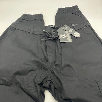 JUMP START MENS JOGGER JOG STRETCH CARGO PANTS - SIZE: MEN L - BLACK - Brand New