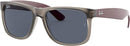 RAY-BAN RB4165 Justin Rectangular Sunglasses - Dark Grey Rubber Transparent - Like New