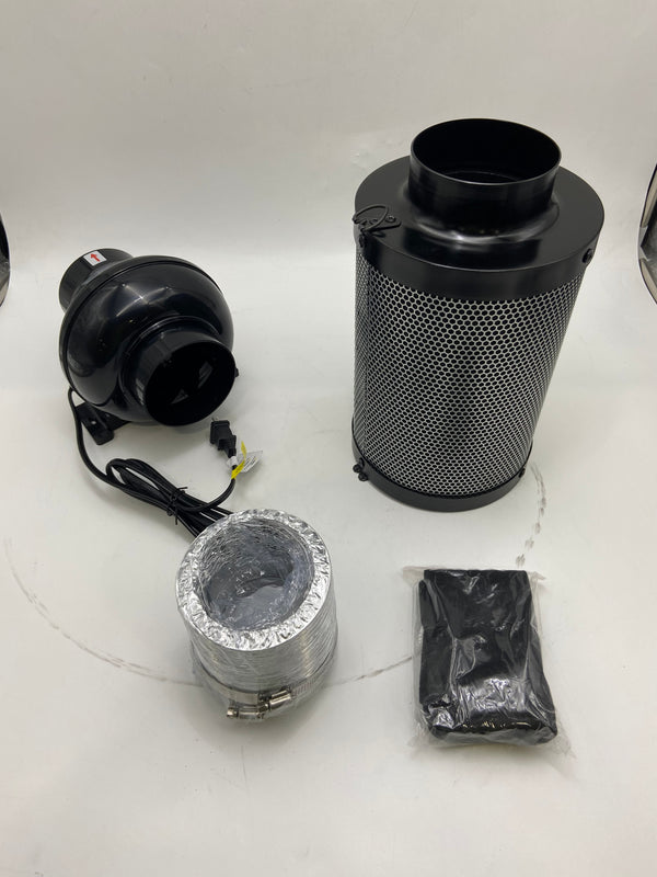 IPOWER POWER 4INCH INLINE FAN AIR CARBON FILTER DUCTING SET - BLACK - Like New